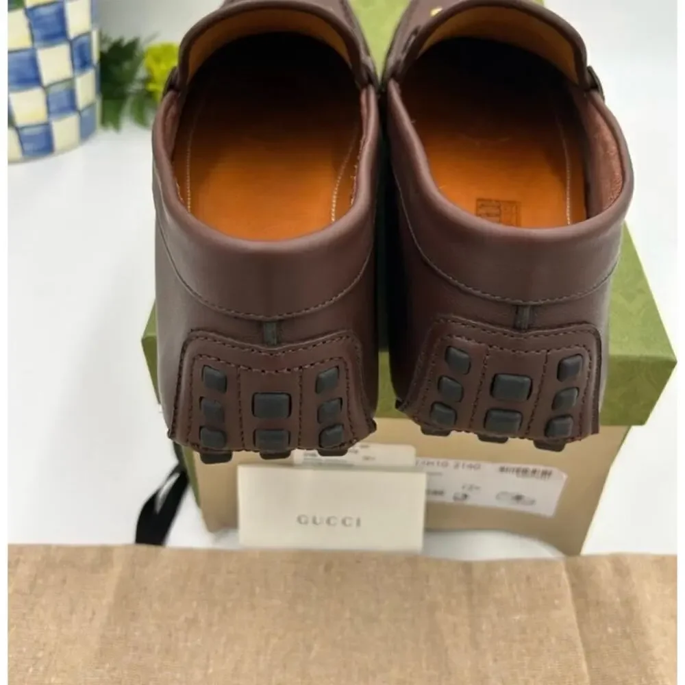 Men’s Gucci Aryton web striped leather loafers size 12.5 fits 13 US made Italy